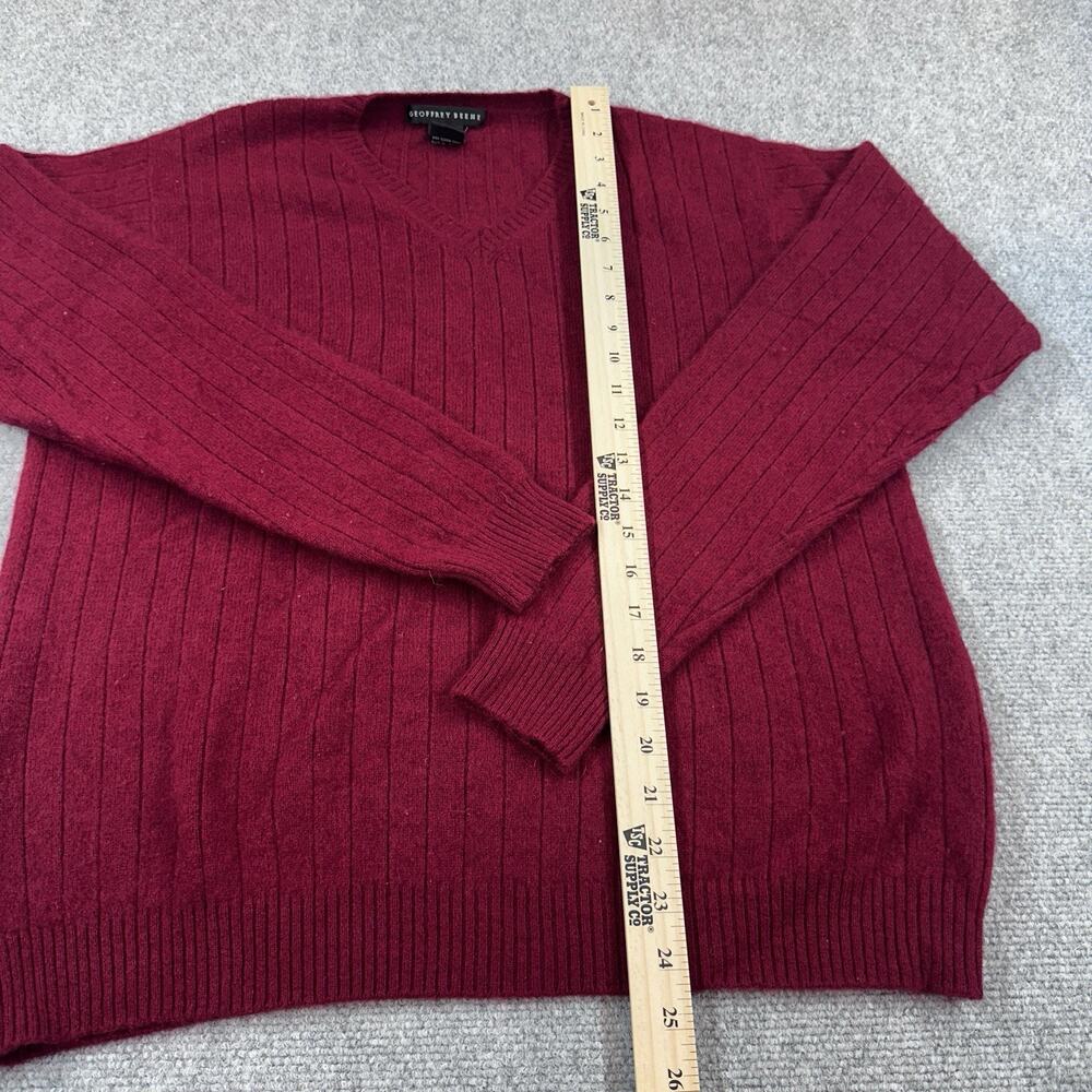 Geoffrey Beene 100% Cashmere V Neck Sweater Mens Medium Red Business Casual - Picture 3 of 6